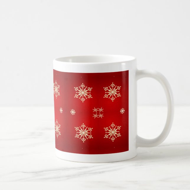 Schneeflocken auf rot kaffeetasse (Rechts)