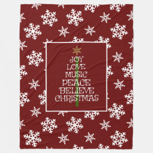 Schneeflocken auf Rot, VIbes of Christmas in einem Fleecedecke