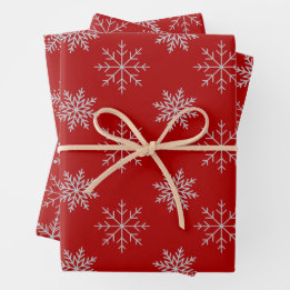 Schneeflocken auf rotem Wrapping Paper Sheet-Set Geschenkpapier Set