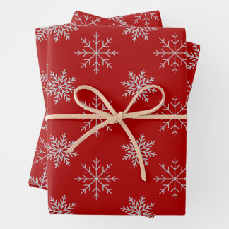 Schneeflocken auf rotem Wrapping Paper Sheet-Set Geschenkpapier Set