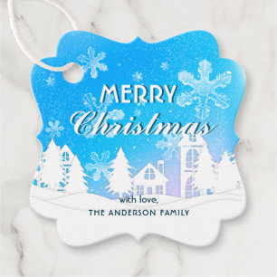 Schneeflocken aus dem blauen Weißen Haus Weihnacht Geschenkanhänger
