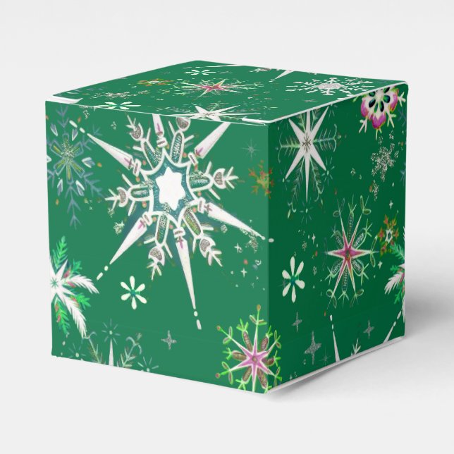 Schneeflocken aus der Mitte des Jahrhunderts im Üb Geschenkschachtel (Vorderseite)