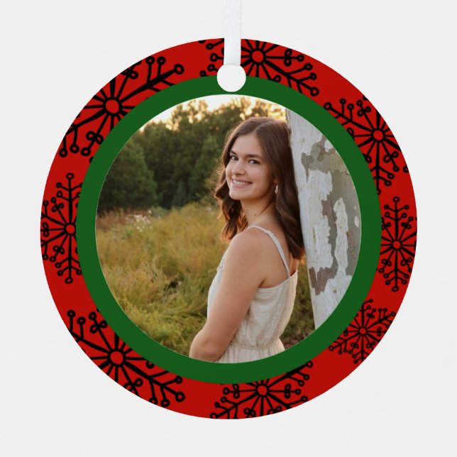 Schneeflocken aus eigenem Foto Ornament Aus Metall (Vorderseite)