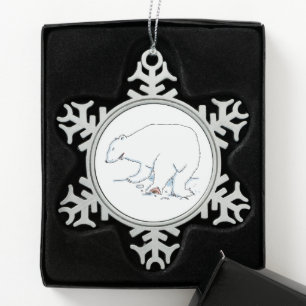 Schneeflocken aus Eisbären Zinn-Ornament
