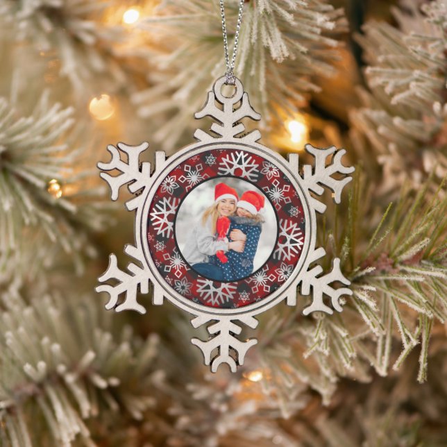 Schneeflocken aus Foto Schneeflocken Zinn-Ornament (Baum)