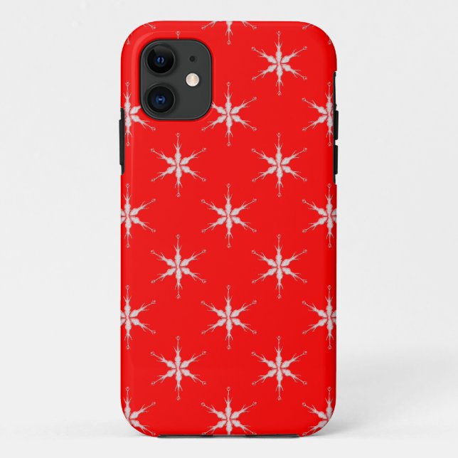 Schneeflocken aus Glas im roten Hintergrund Case-Mate iPhone Hülle (Rückseite)