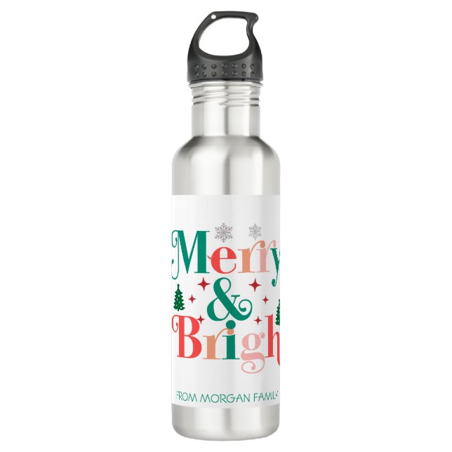 Schneeflocken aus glattem Pinien Edelstahlflasche (Vorderseite)