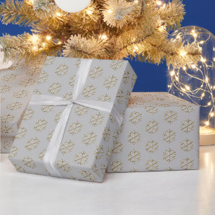Schneeflocken aus Gold und Grau Geschenkpapier
