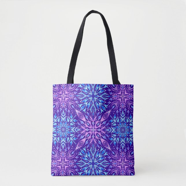 Schneeflocken aus hellen Kristallen Tasche (Vorderseite)