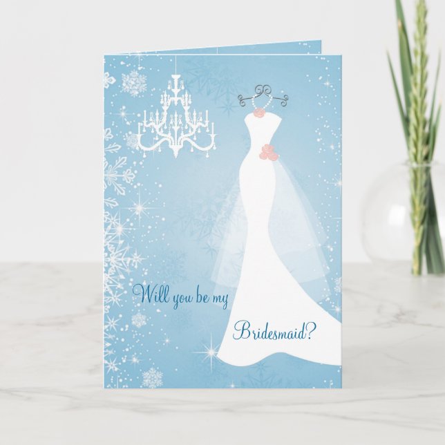Schneeflocken aus Hochzeitskronleuchter Bridesmaid Einladung (Vorderseite)