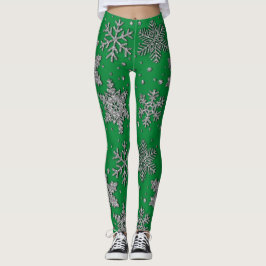 Schneeflocken aus silberfarbenem Glitzer Leggings