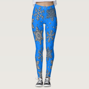 Schneeflocken aus silberfarbenem Glitzer Leggings