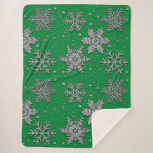 Schneeflocken aus silberfarbenem Glitzer Sherpadecke