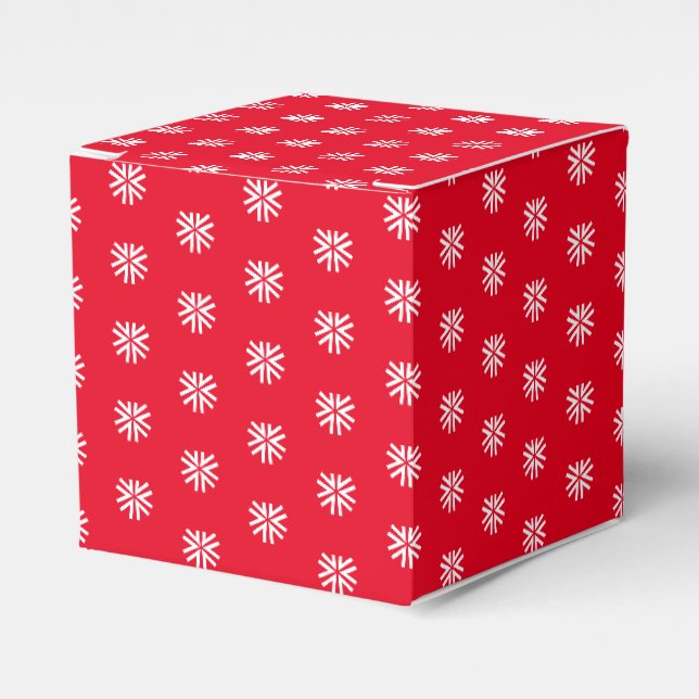 Schneeflocken aus weißem Schnee - Muster Rotes Ges Geschenkschachtel (Vorderseite)