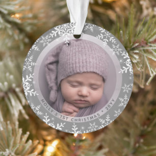Schneeflocken Baby erstes Weihnachten Name Jahr Fo Ornament