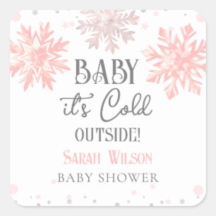 Schneeflocken Baby es ist kalt draußen Babydusche  Quadratischer Aufkleber