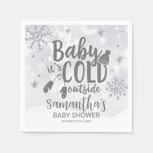 Schneeflocken Baby Es ist kalt draußen Babydusche Serviette (Vorderseite)