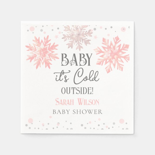 Schneeflocken Baby es ist kalt draußen Babydusche  Serviette (Vorderseite)