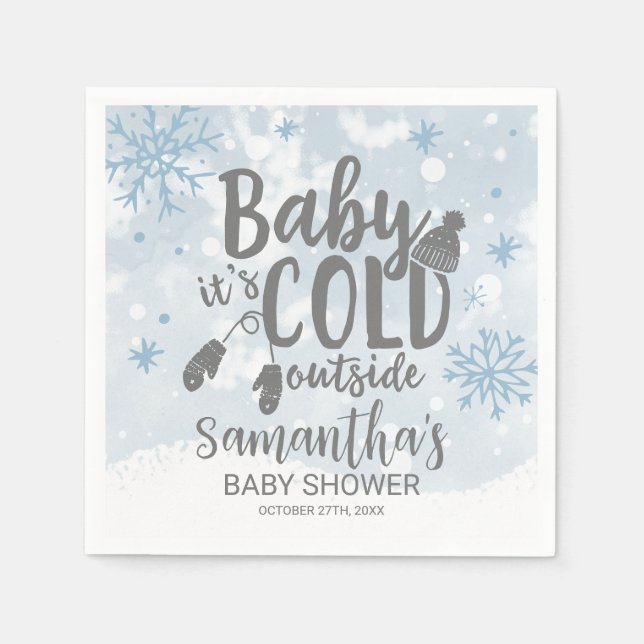Schneeflocken Baby Es ist kalt draußen Babydusche Serviette (Vorderseite)