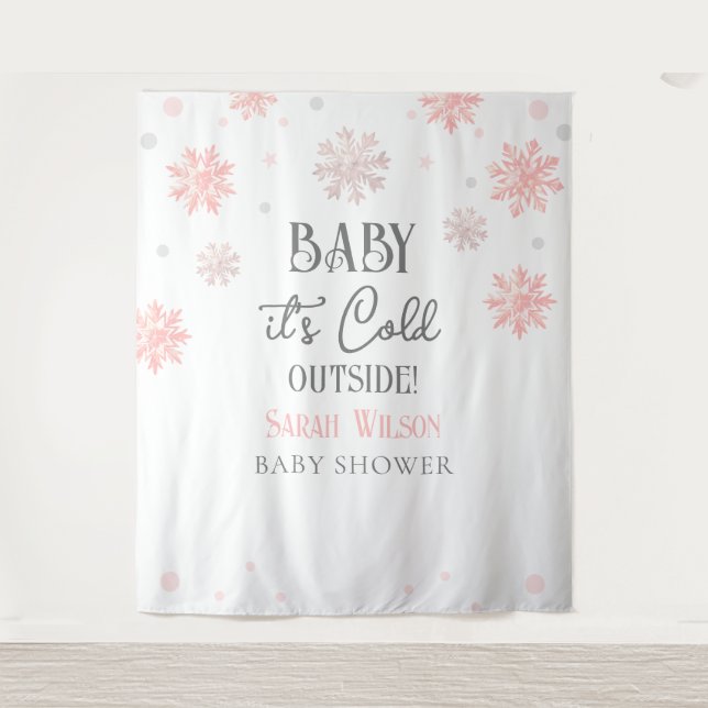 Schneeflocken Baby es ist kalt draußen Babydusche  Wandteppich (Vorderseite)