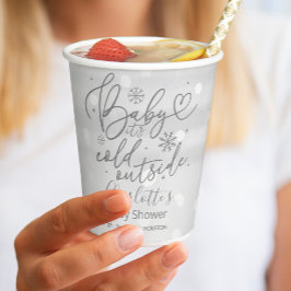 Schneeflocken Baby Es ist kalt draußen graue Babyd Pappbecher