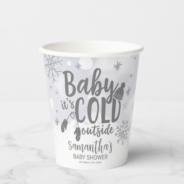 Schneeflocken Baby Es ist kalt Outside Baby Dusche Pappbecher (Vorderseite)