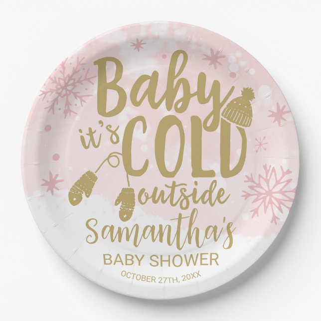 Schneeflocken Baby Es ist kalt Outside Baby Dusche Pappteller (Vorderseite)