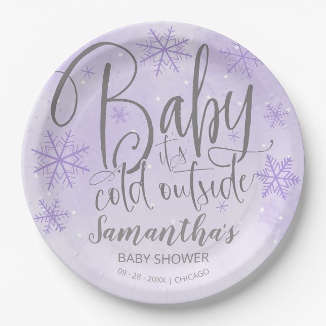 Schneeflocken Baby Es ist kalt Outside Baby Dusche Pappteller (Vorderseite)