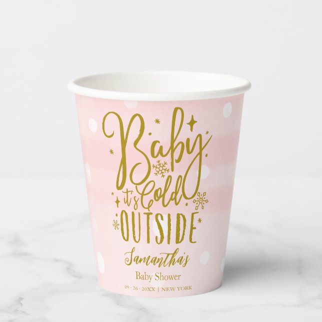 Schneeflocken Baby Es ist kalte Outside Girl Baby  Pappbecher (Vorderseite)