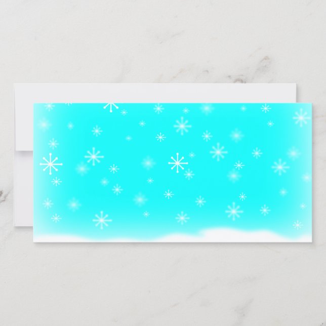 SCHNEEFLOCKEN BABYBLUE FEIERTAGSKARTE (Vorderseite)