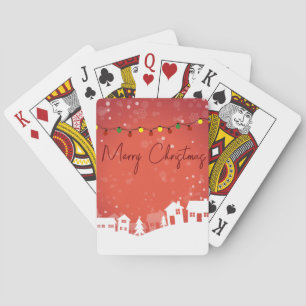 Schneeflocken bedeckten die Weihnachtshäuser Spielkarten