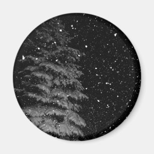 Schneeflocken bei Nacht einzigartiges Foto Magnet
