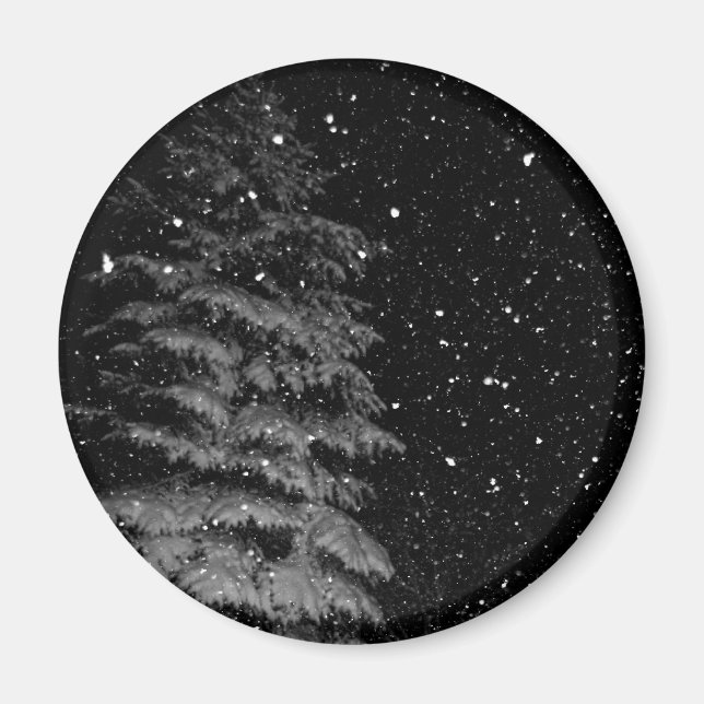 Schneeflocken bei Nacht einzigartiges Foto Magnet (Vorne)