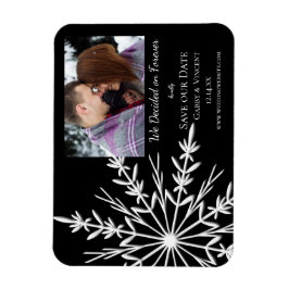 Schneeflocken bei Schwarzer Winterhochzeit Magnet