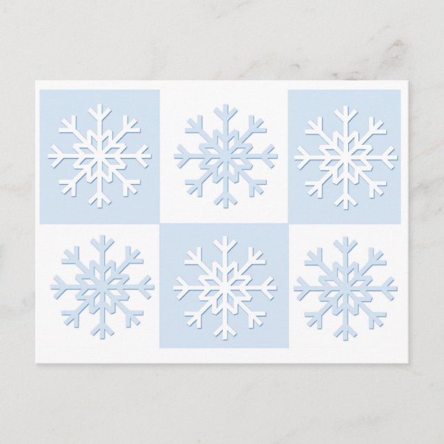 Schneeflocken Blau Feiertagspostkarte (Vorderseite)