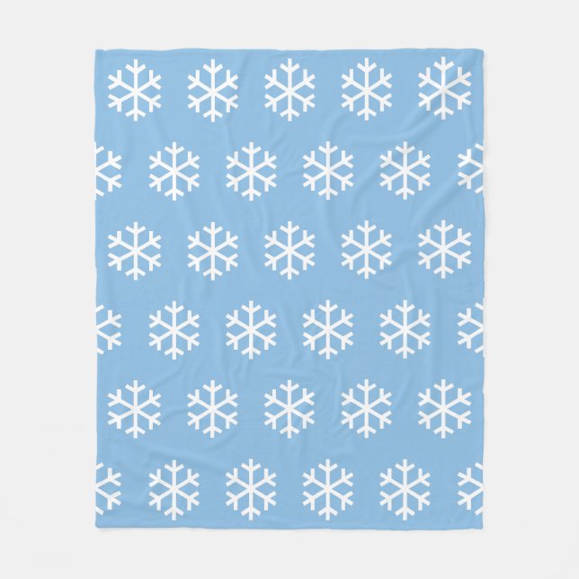Schneeflocken Blau Fleece-Decke Fleecedecke (Vorderseite)