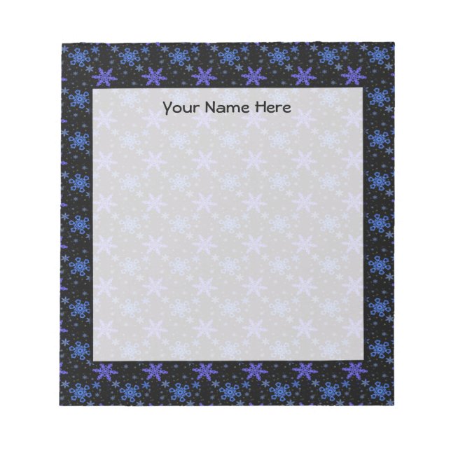 Schneeflocken Blau Lila Notizblock (Vorderseite)