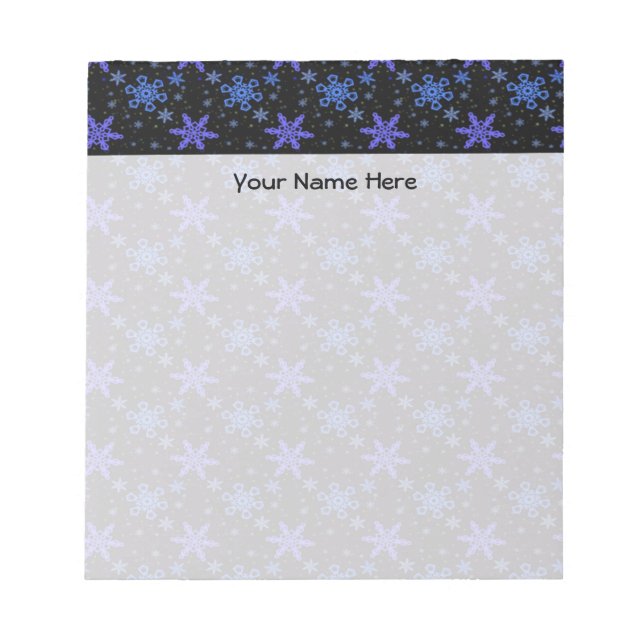 Schneeflocken Blau Lila Notizblock (Vorderseite)