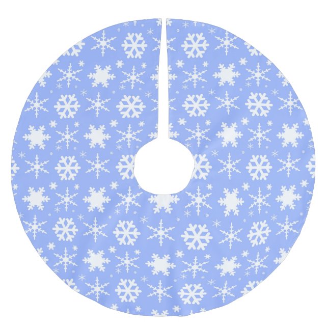 Schneeflocken Blau Polyester Weihnachtsbaumdecke (Vorderseite)