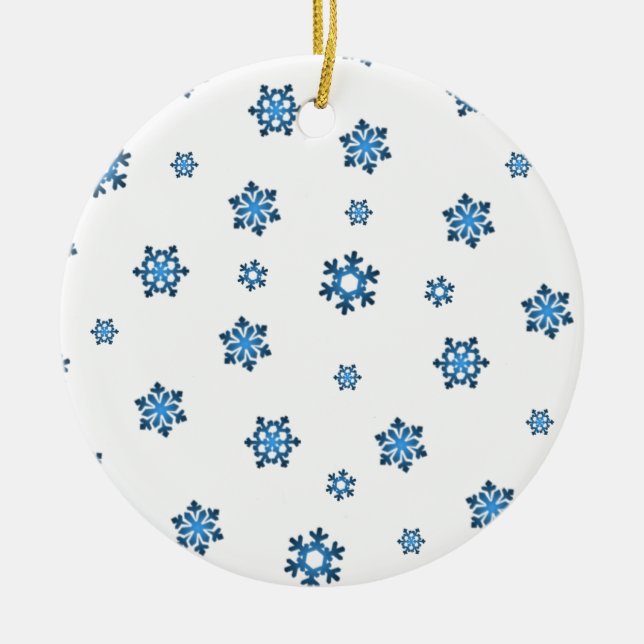 Schneeflocken (blau und schwarz) keramik ornament (Vorne)