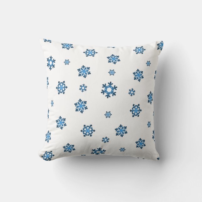 Schneeflocken (blau und schwarz) kissen (Vorderseite)
