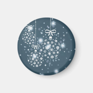 Schneeflocken, blau und weiß, Ballons Magnet