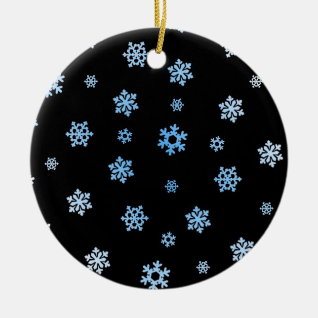 Schneeflocken (blau & weiß) keramikornament (Vorne)