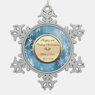 Schneeflocken Blaue Diamantene Hochzeit 10. Hochze Zinn-Ornament