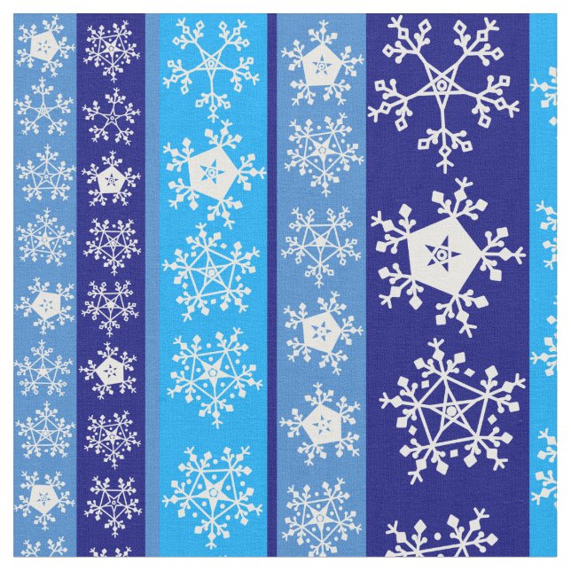 Schneeflocken Blaue Streifen Stoff (Nahaufnahme)
