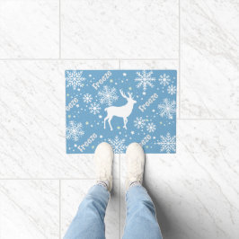 Schneeflocken blauer Weihnachten Fußmatte
