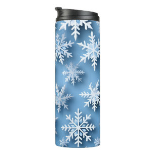 Schneeflocken Blauer Winter Thermosbecher