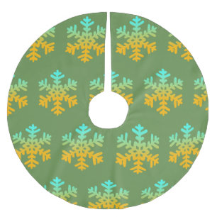 Schneeflocken Blaugelber Baumrock Polyester Weihnachtsbaumdecke