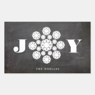 Schneeflocken Blume Dots Joy Chalkboard Chic Holid Rechteckiger Aufkleber