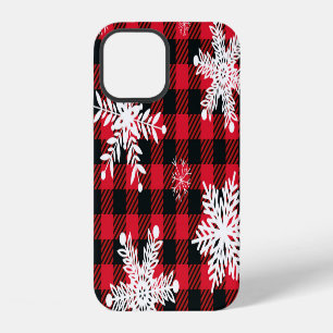 Schneeflocken & Buffalo Karo: Winterzauber iPhone 12 Hülle